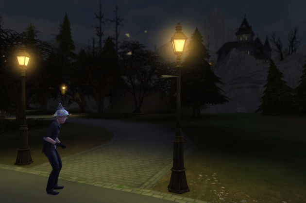 Boyd looking up the hill at Vladislaus' mansion